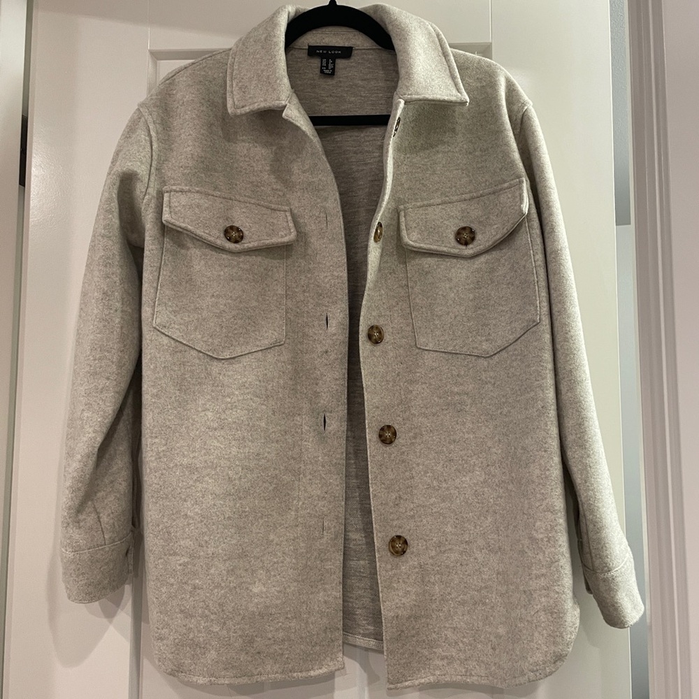 ASOS New Look Cozy Boxy Shacket in Oatmeal